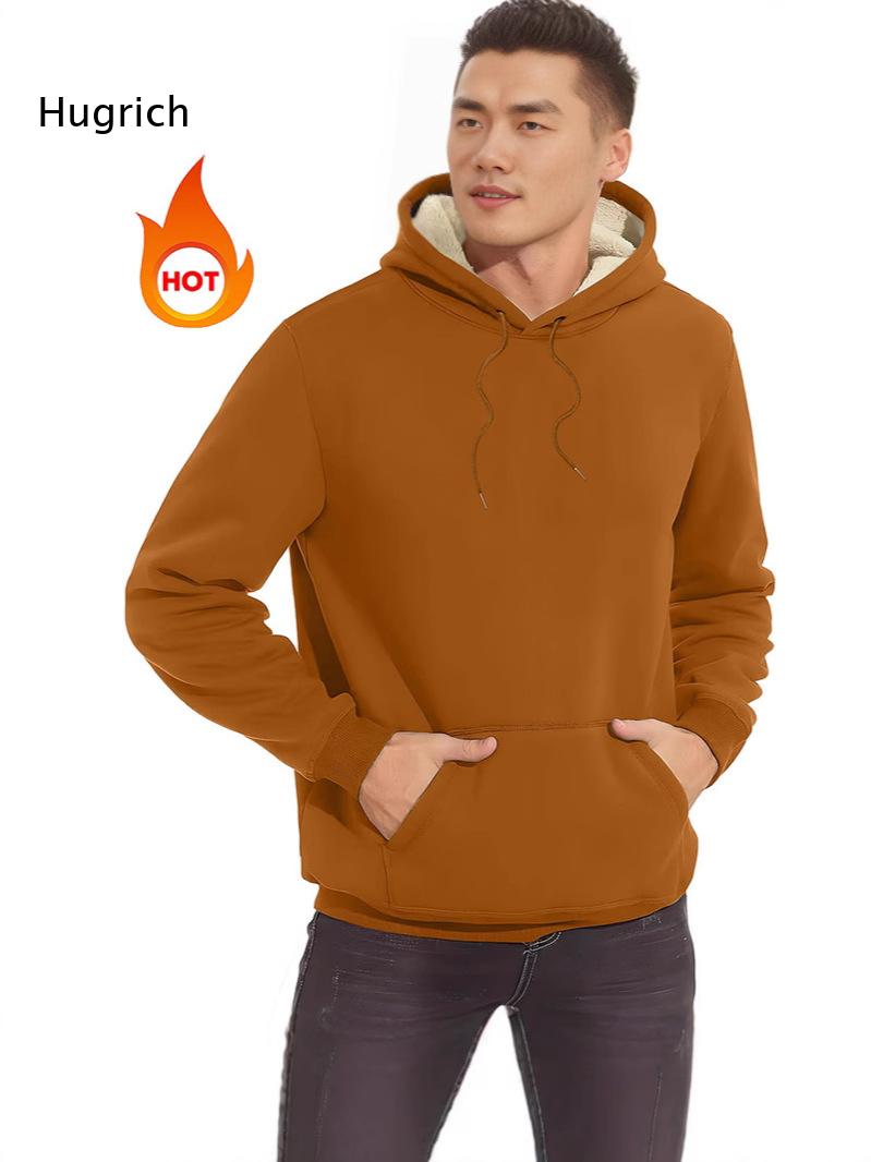 Sherpa Hoodie Fleece - Men Sherpa Lined Hoodie Drawstring Kangaroo