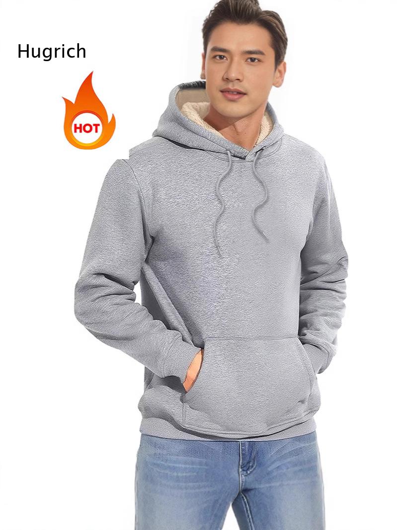 Men Sherpa Lined Hoodie Drawst - Sherpa Hoodie Fleece ulasan dan harga