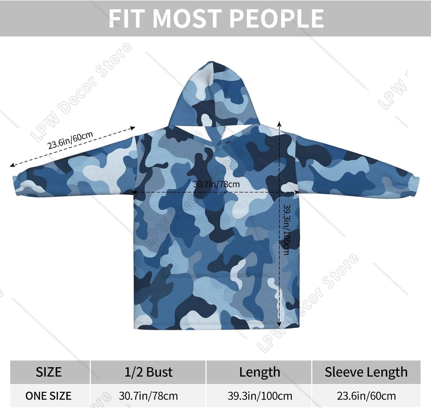 Classic Blue Camo Wearable Bla - Sherpa Hoodie Fleece ulasan dan harga