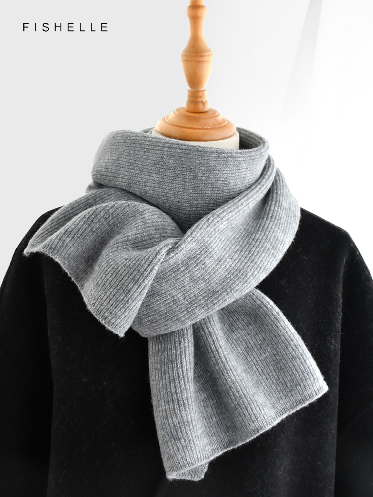 Gray solid color cashmere scar - Wool Scarf Men ulasan dan harga