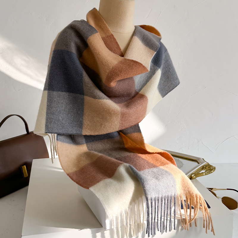 100% Wool Checked Scarf Women  - Wool Scarf Men ulasan dan harga