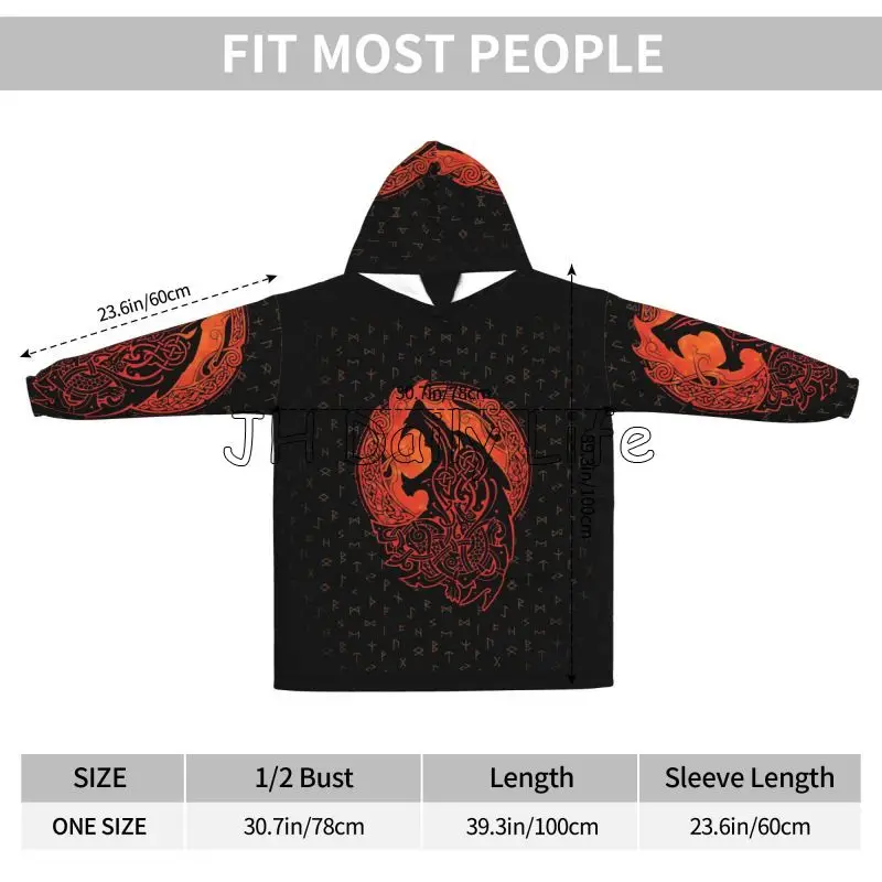 Viking Wolf Knot Fenrir Wearab - Sherpa Hoodie Fleece ulasan dan harga